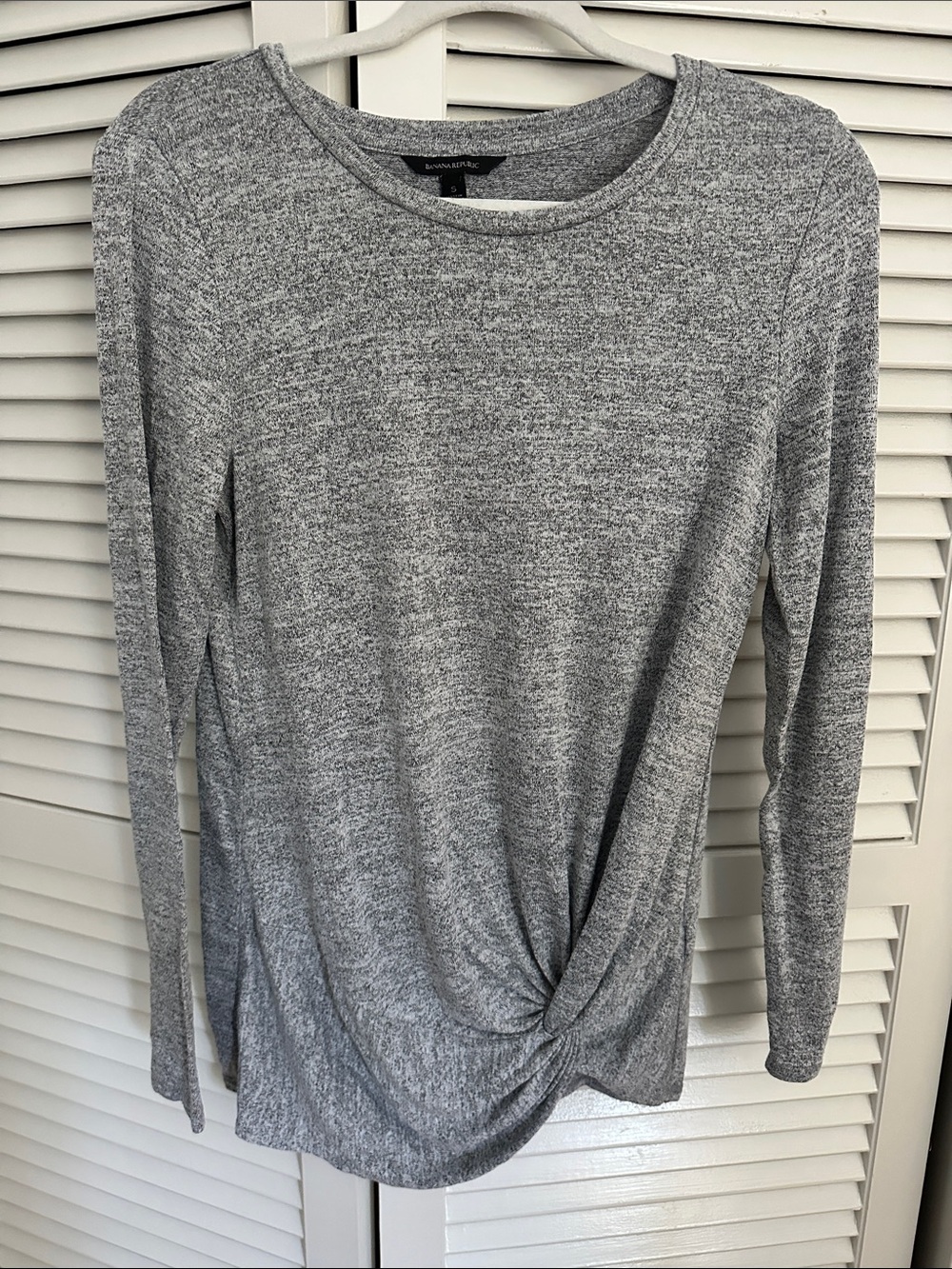 Banana Republic Gray Twist Front Long Sleeve Top Size S